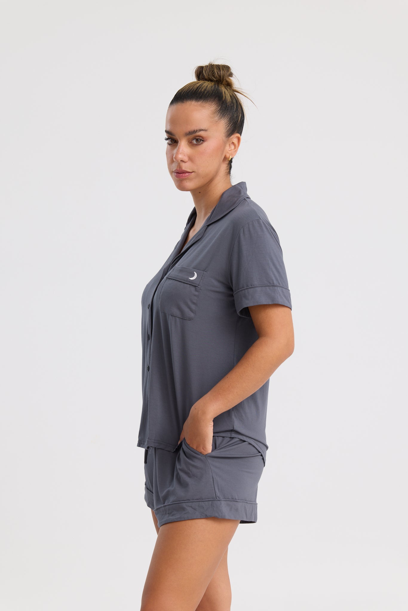 Short Pyjama Set in Charcoal