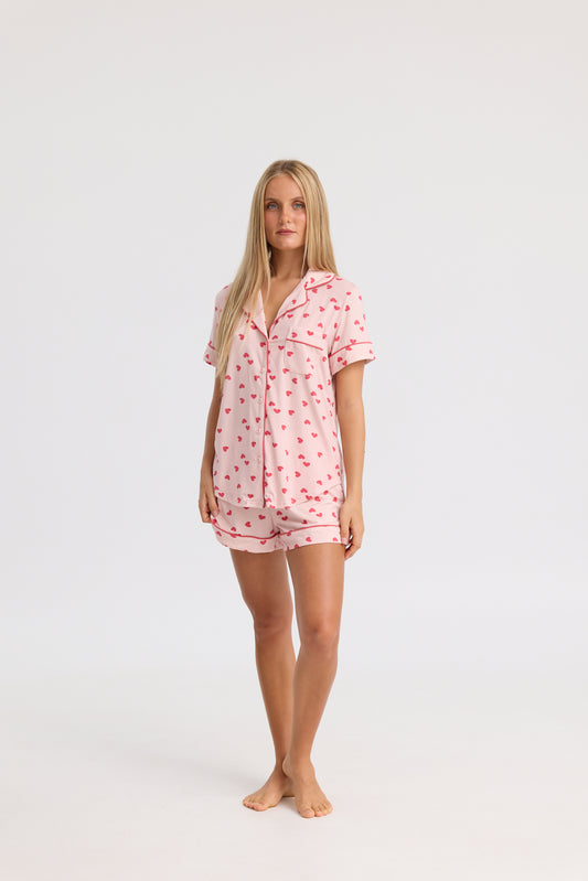 Short Pyjama Set in Hearts for You