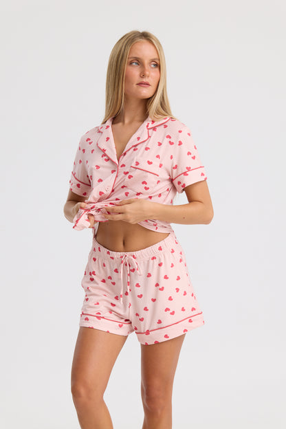 Short Pyjama Set in Hearts for You