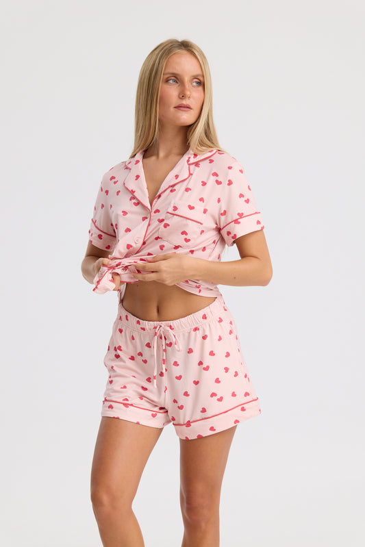 Short Pyjama Set in Hearts for You