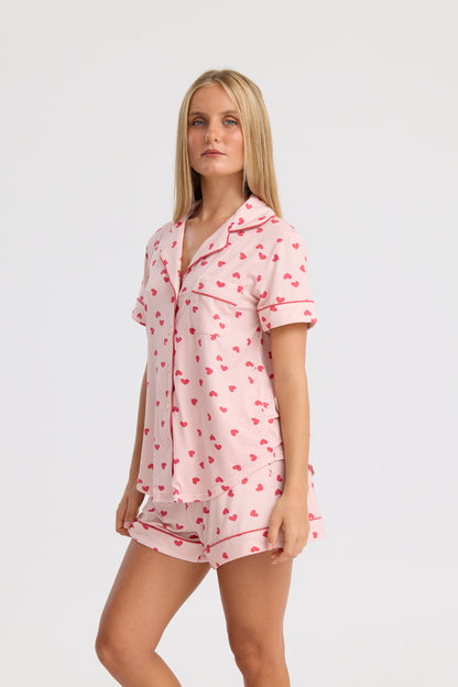 Short Pyjama Set in Hearts for You