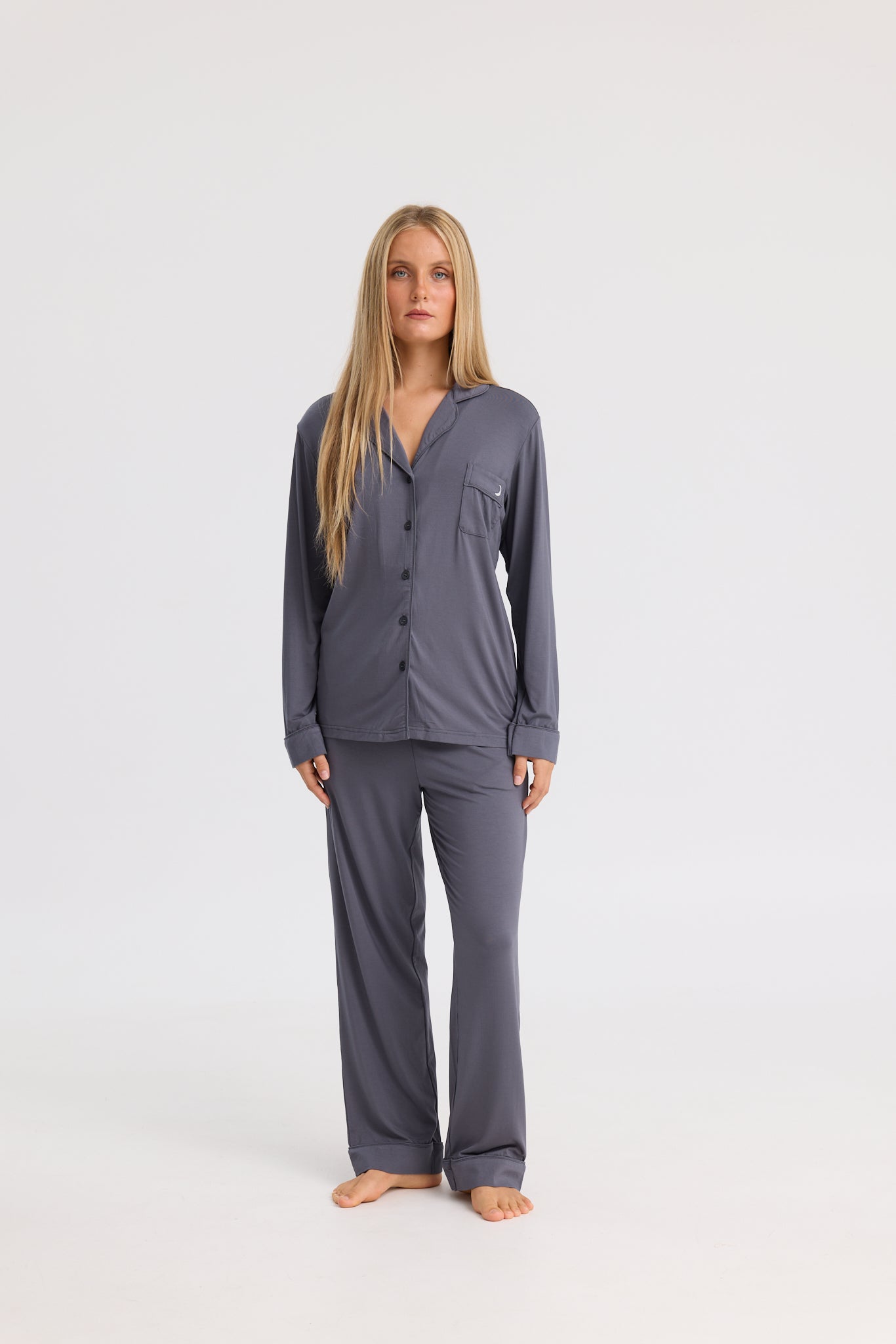Long Pyjama Set in Charcoal