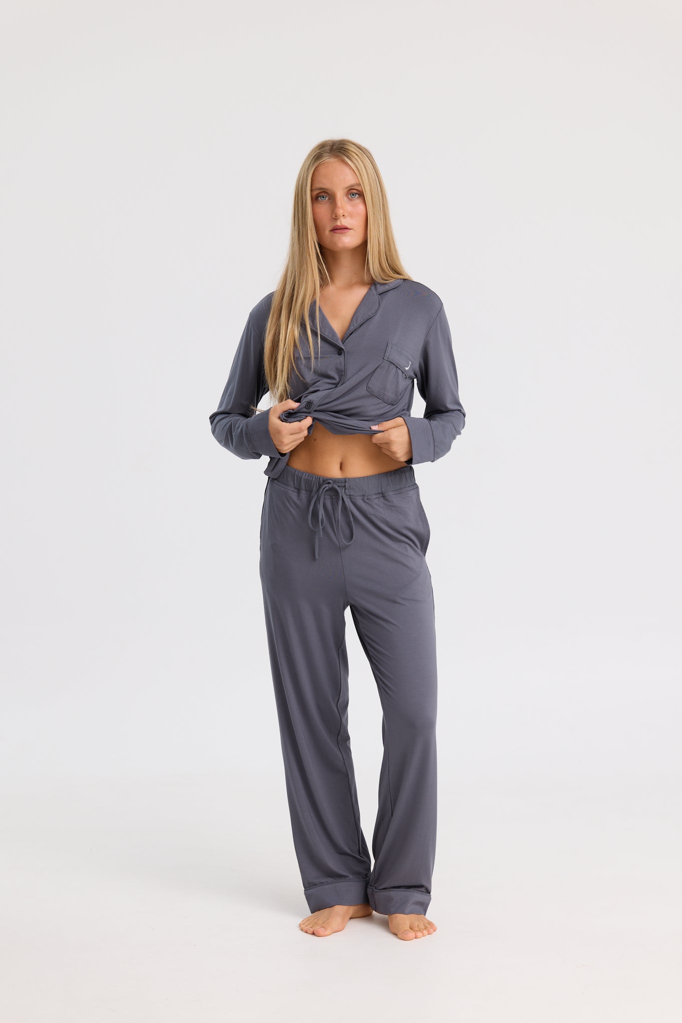 Long Pyjama Set in Charcoal