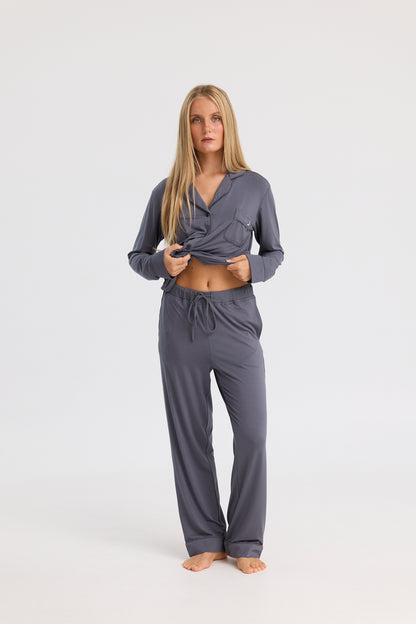Long Pyjama Set in Charcoal