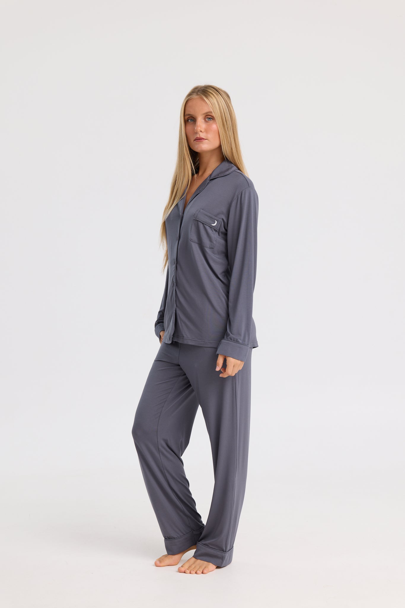 Long Pyjama Set in Charcoal