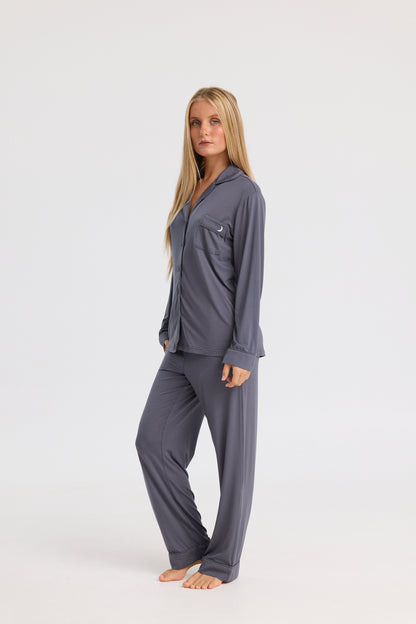 Long Pyjama Set in Charcoal