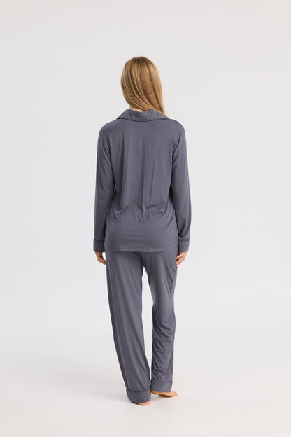 Long Pyjama Set in Charcoal