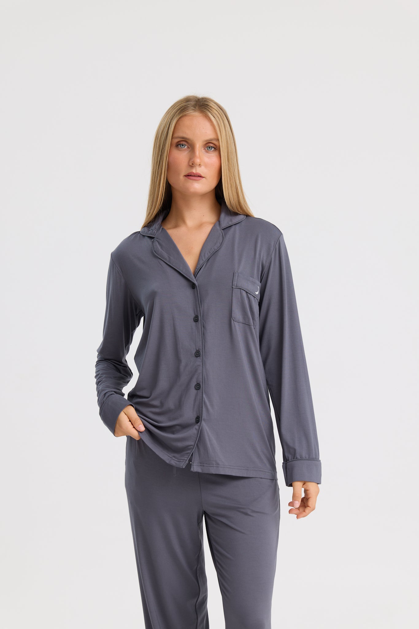 Long Pyjama Set in Charcoal