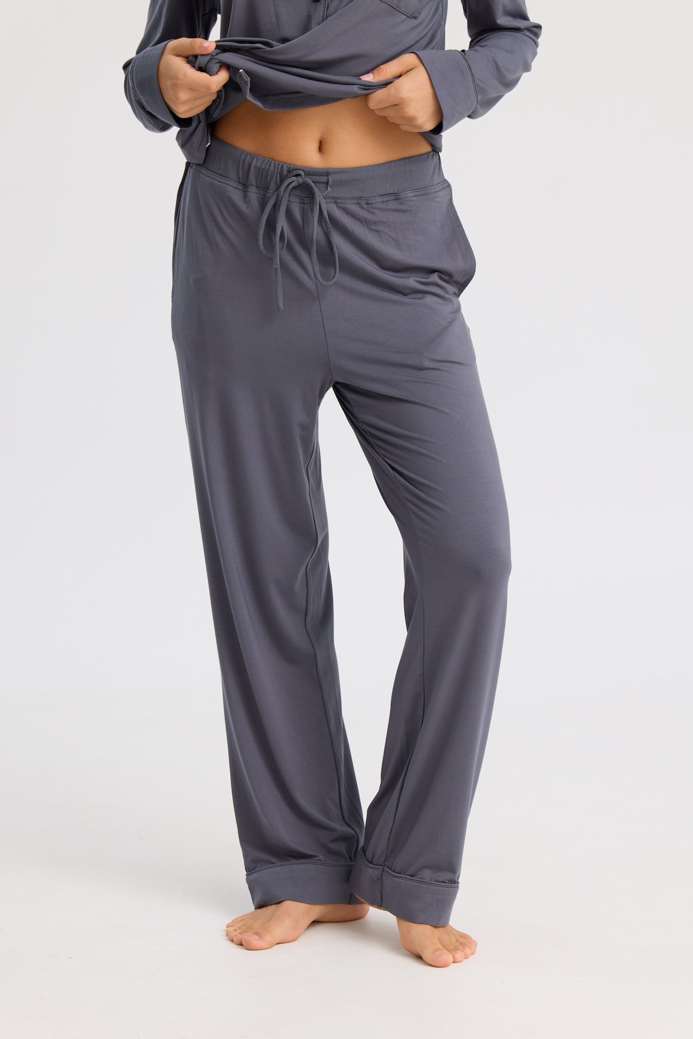 Long Pyjama Set in Charcoal