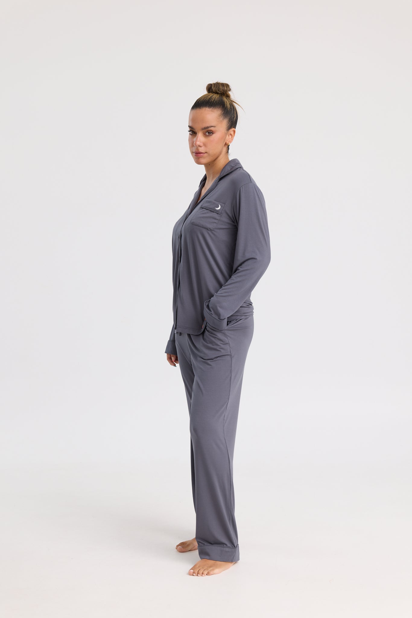 Long Pyjama Set in Charcoal