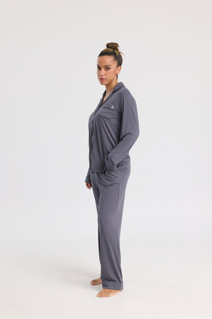 Long Pyjama Set in Charcoal