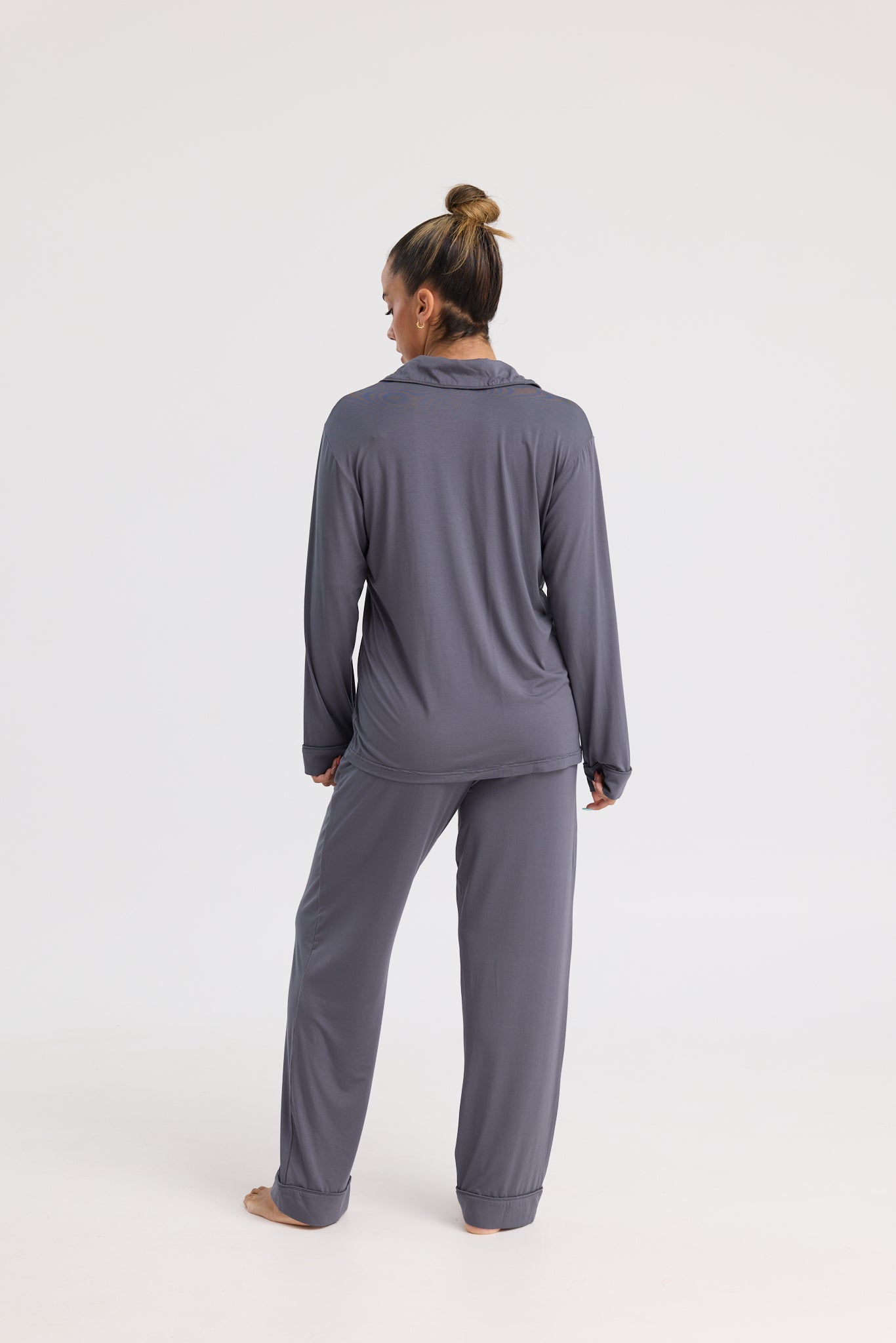 Long Pyjama Set in Charcoal