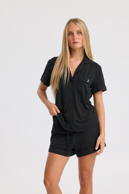Black Modal Pyjama Set – Short Sleeve