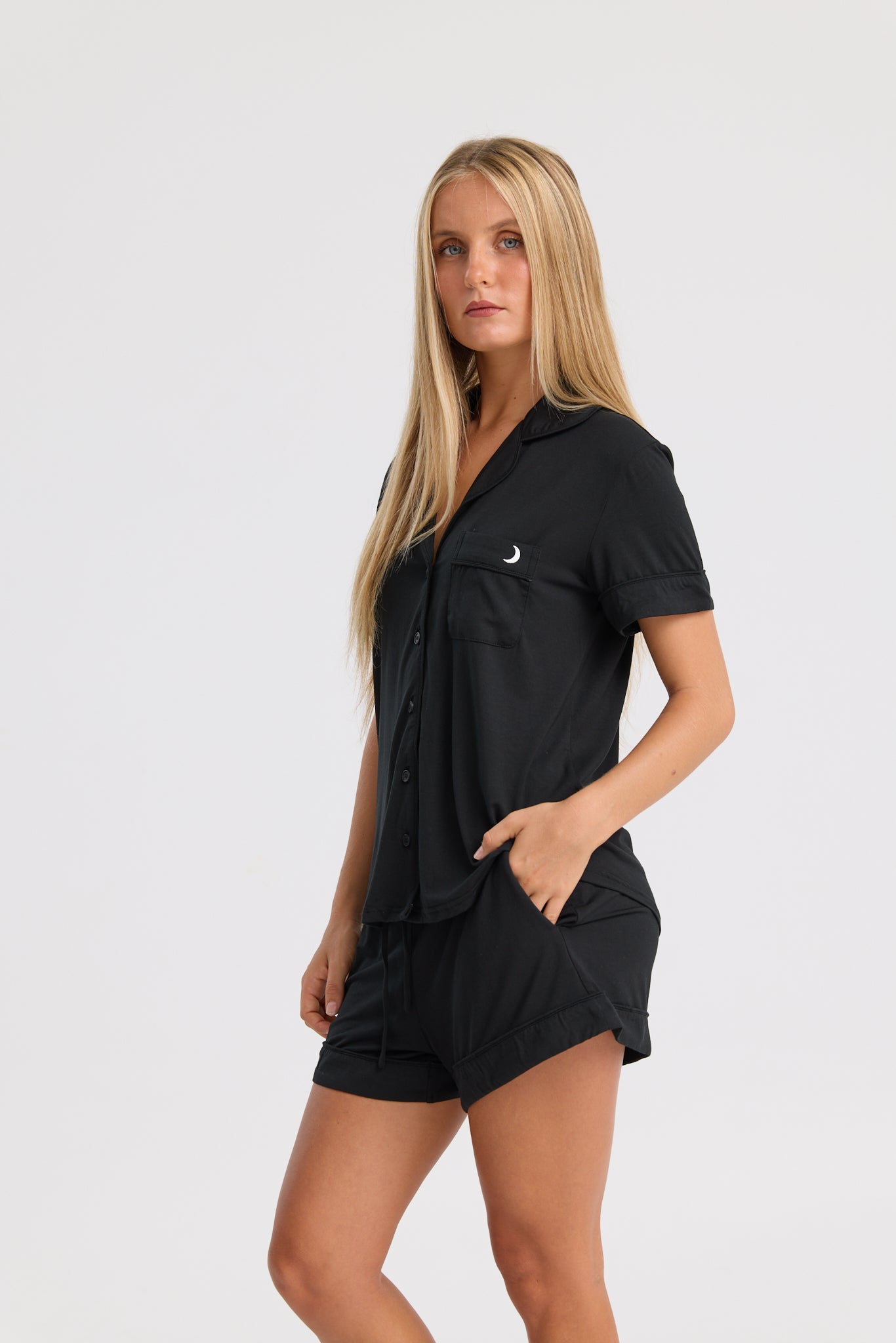 Black Modal Pyjama Set – Short Sleeve