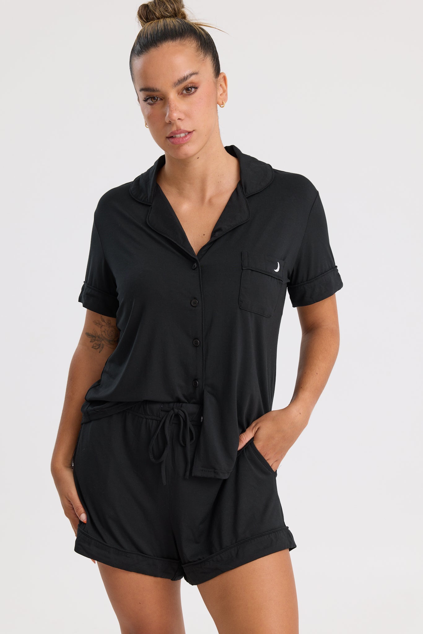 Black Modal Pyjama Set – Short Sleeve